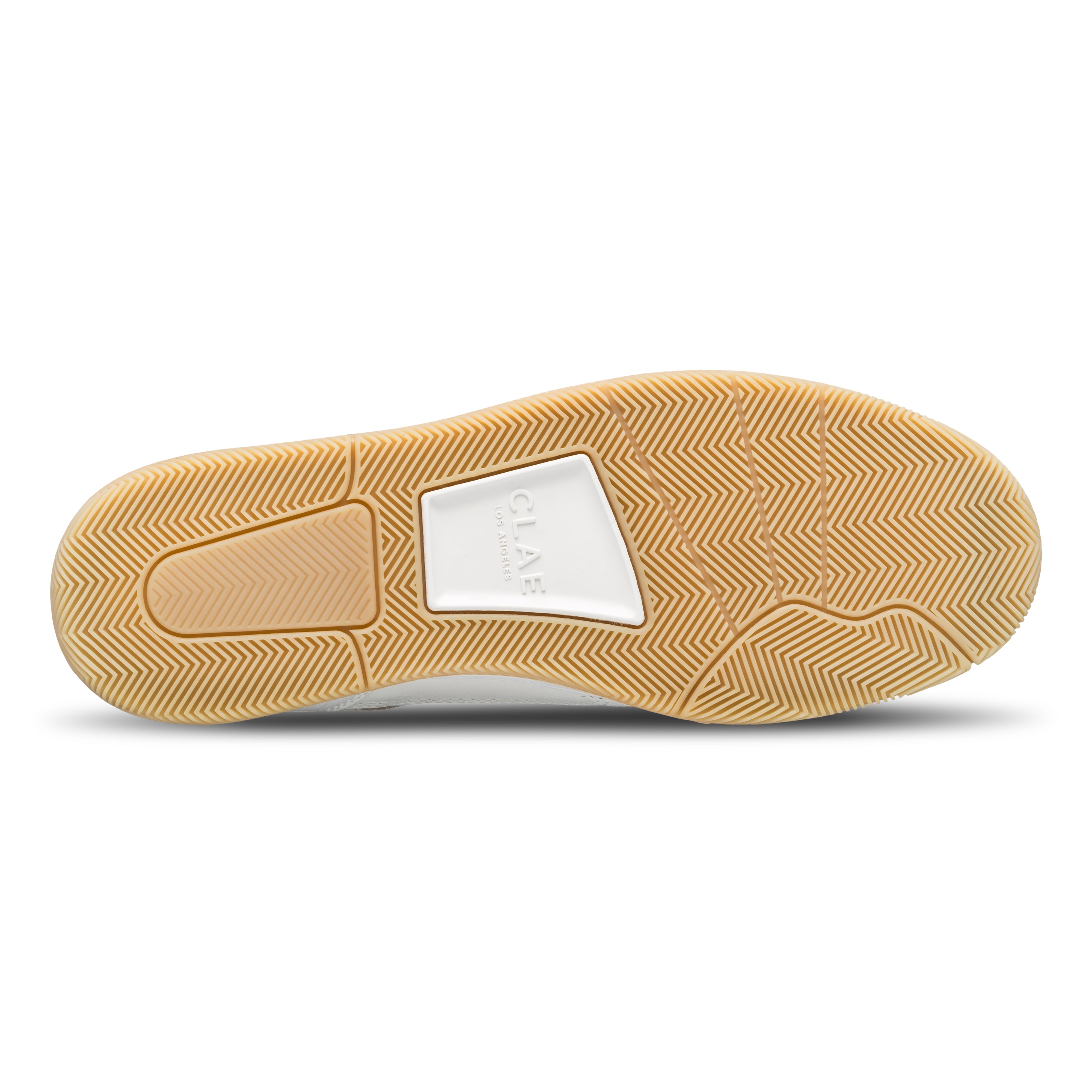 Haywood court shoe in White Wood Ash with Premium Court (PC) outsole made of 30% natural rubber, sole view.