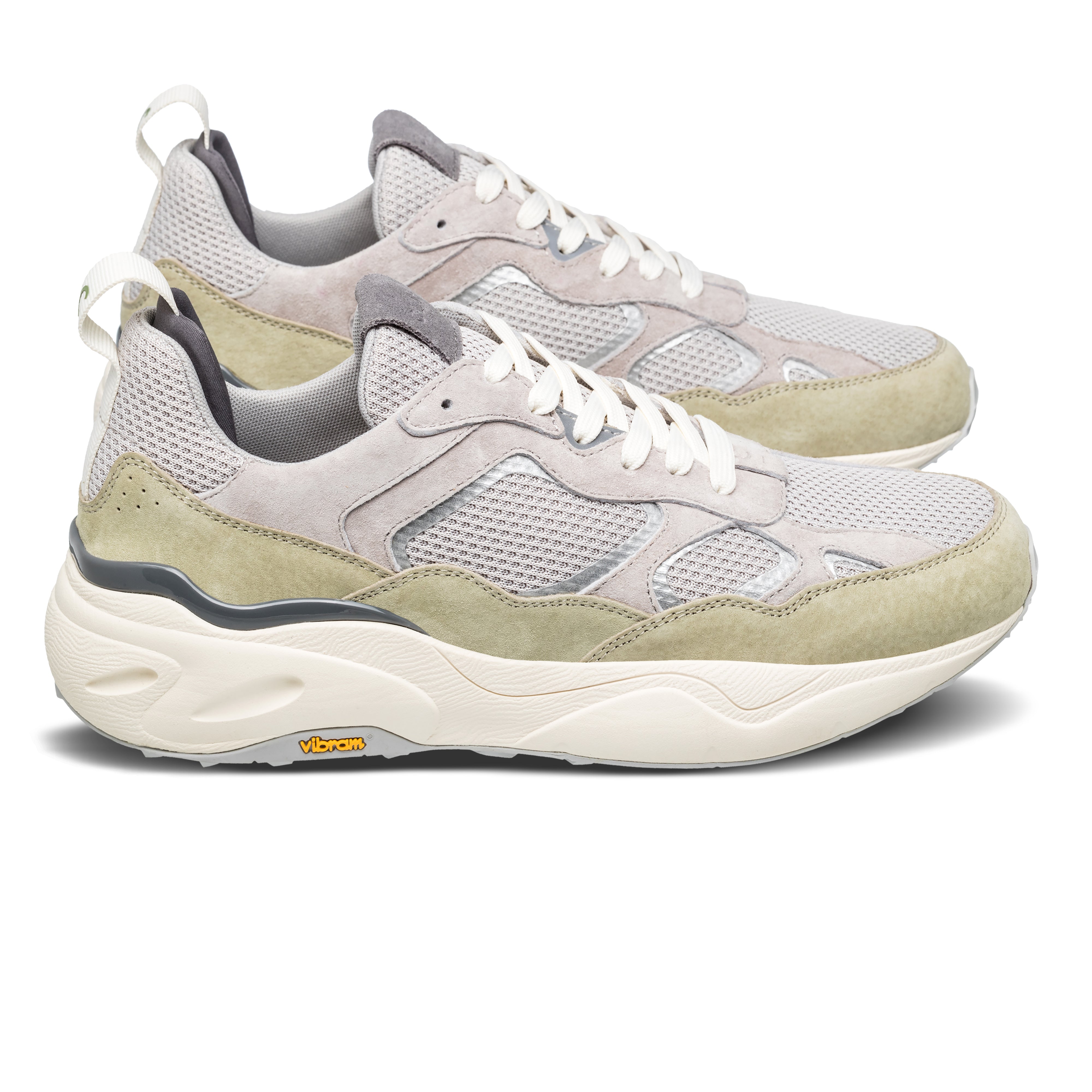 Salazar runner in Quiet Gray Tea with suede and recycled mesh upper, side view showing premium lifestyle runner silhouette.